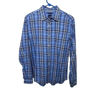 GAP Mens Small Blue Plaid Long Sleeve Button-Up Shirt